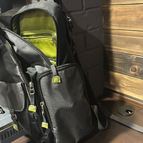 Eddie Bauer Gray Green Backpack Travel Diaper Baby Bag - Picture 8 of 9
